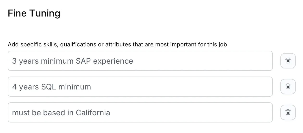 fine tuning job matching model